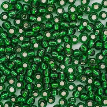 Бисер Астра 6/0, 15г (27В зелёный/прозр.серебрист.центр)