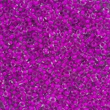 Бисер, (стекло), 11/0, упак./20 гр., 'Астра' (139 цикламен/прозр.с цвет.центром)