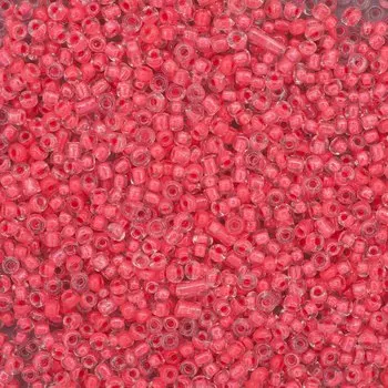 Бисер, (стекло), 11/0, упак./20 гр., 'Астра' (2204 яр.персиковый/прозр.с.цвет.центром(глянцевый))