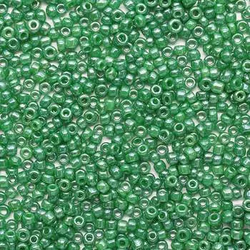 Бисер, (стекло), 11/0, упак./20 гр., 'Астра' (127 св.зеленый/непрозр.глянцевый)