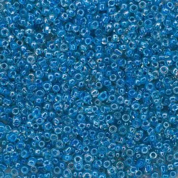 Бисер, (стекло), 11/0, упак./20 гр., 'Астра' (2208 голубой/прозр.с.цвет.центром(глянцевый))