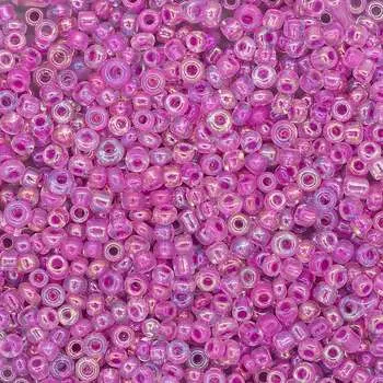 Бисер, (стекло), 11/0, упак./20 гр., 'Астра' (205 фуксия/прозр.с цвет.центром(радужный))