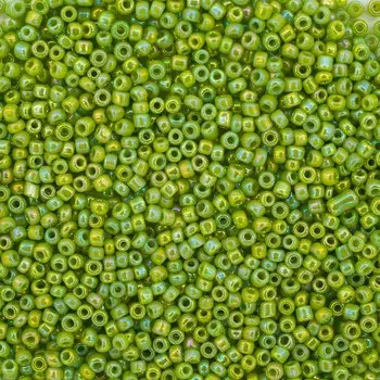 Бисер, (стекло), 11/0, упак./20 гр., 'Астра' (404 салат/непрозр.радужный)