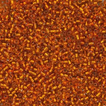 Бисер, (стекло), 11/0, упак./20 гр., 'Астра' (29B т.оранжевый/прозр.серебрист.центр(круг.отв.))