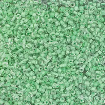 Бисер, (стекло), 11/0, упак./20 гр., 'Астра' (136G св.зеленый/прозр.с цвет.центром)