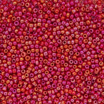 Бисер, (стекло), 11/0, упак./20 гр., 'Астра' (405 красный/непрозр.радужный)