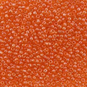 Бисер, (стекло), 11/0, упак./20 гр., Astra&amp;Craft (109В т.оранжевый/прозрачный, глянцевый)