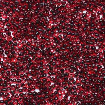 Бисер, (стекло), 11/0, упак./500 гр., 'Астра' (310 красный(черн.центр)/прозр.с цвет.центром)