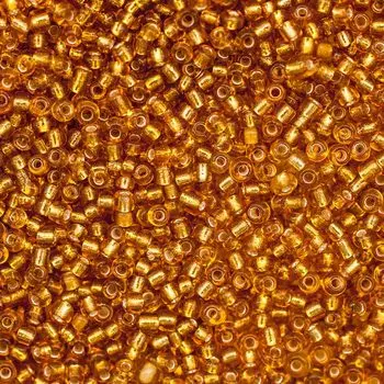 Бисер, (стекло), 11/0, упак./500 гр., Astra&amp;Craft (22В золотой/прозр.серебрист.центр)