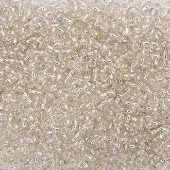 Бисер, (стекло), 11/0, упак./500 гр., 'Астра' (21 белый/прозр.серебрист.центр(круг.отв.))