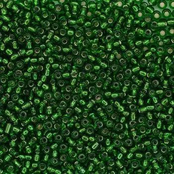 Бисер, (стекло), 11/0, упак./500 гр., Astra&amp;Craft (27B зеленый/прозр.серебрист.центр(круг.отв.))