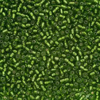Бисер, (стекло), 11/0, упак./500 гр., Astra&amp;Craft (27 св.зеленый/прозр.серебрист.центр(круг.отв.))