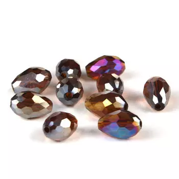 БК008ДС118 Хрустальные капли Коричневый прозрачный (с покрытием) 11х8 мм, 10 шт/упак. Астра