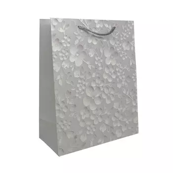 BK961-1 Пакет подарочный ламинированный 'Цветы', 32*26*12см (A-белый)