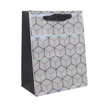 BK990 Пакет подарочный ламинированный, 23*18*10см (A-черный)