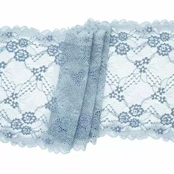 BLU00250 Кружево эластичное 20см*10м, сине-голубой