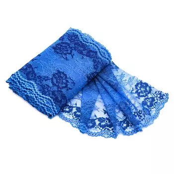 BLU00264 Эластичное кружево 21,5 см*10 м (т-синий/синий)
