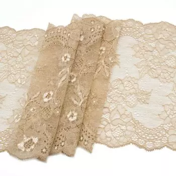 BN00555 Кружево эластичное 19см*10м, бежевый