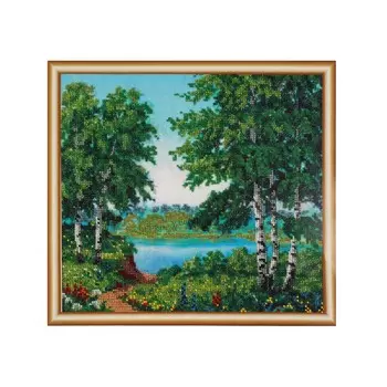 БН-3085 Набор для вышивания бисером Hobby&amp;Pro 'Берёзки', 30*27 см