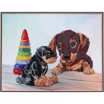 БН-3116 Набор для вышивания бисером Hobby&amp;Pro 'Два щенка', 30*23 см