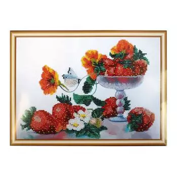 БН-3117 Набор для вышивания бисером Hobby&amp;Pro 'Клубника в настурции', 28*20 см