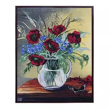 БН-3181 Набор для вышивания бисером Hobby&amp;Pro 'Маки' 30*40см