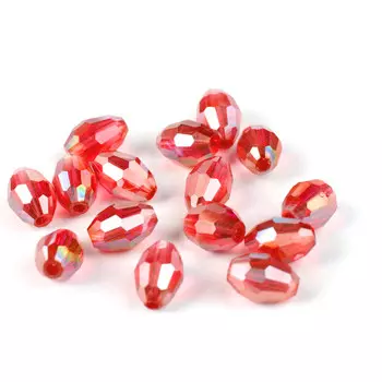 БО003ДС68 Хрустальные бусины формы 'овал' Красный прозрачный (с покрытием) 6х8 мм, 15 шт/упак. Астра