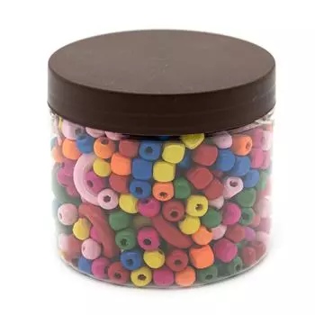 Большой набор цветных фигурных деревянных бусин со шнуром 510 шт/упак, Астра