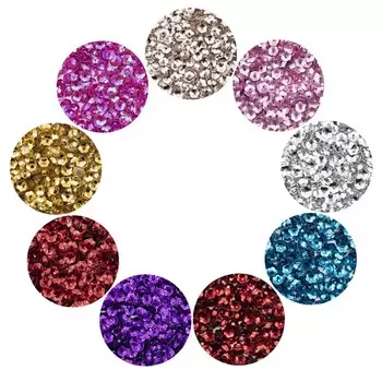 Большой набор объемных пайеток 'Цветок' (чаша) 5мм, 9 цветов по 10гр, Астра