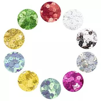 Большой набор пайеток 'Цветок' 10мм, 10 цветов по 10гр, Астра