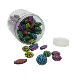 Большой набор пластиковых бусин в этническом стиле, 9 цветов по 25гр. (84шт), Астра