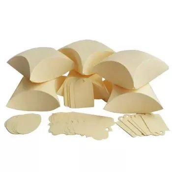 БОН200 Заготовки для бонбоньерок №2 'Подушечка', комплект 6 шт., 8*3,3*8 см (2-1 слоновая кость, фактура "Лен")