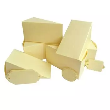 БОН400 Заготовки для бонбоньерок №4 'Тортик', комплект 6 шт., 10,3*5,3*5,3 см (2-1 слоновая кость, фактура "Лен")