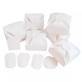 БОН500 Заготовки для бонбоньерок №5, комплект 6 шт., 7*7*4,5 см (1-1белый, фактура "Лен")