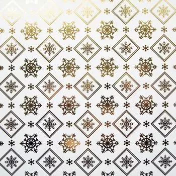 БТ003-31 Бумага Тиснение жёлтым золотом 'Снежинки' на Белом КОМПЛЕКТ 3 листа