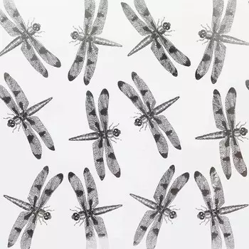 БТ006-21 Бумага Тиснение серебром 'Стрекозы' на Белом КОМПЛЕКТ 3 листа