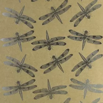 БТ006-23 Бумага Тиснение серебром 'Стрекозы' на Крафте КОМПЛЕКТ 3 листа