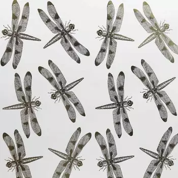 БТ006-31 Бумага Тиснение золотом 'Стрекозы' на Белом КОМПЛЕКТ 3 листа