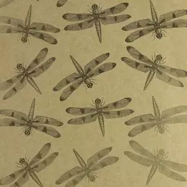 БТ006-33 Бумага Тиснение золотом 'Стрекозы' на Крафте КОМПЛЕКТ 3 листа