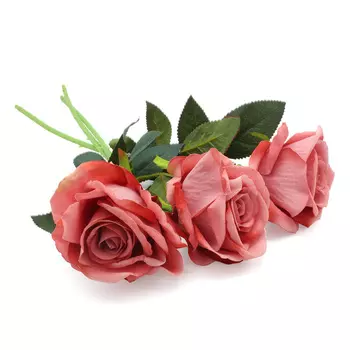 Букет из искусственных роз 'Вельвет' 50см из 3шт, Бледно-лиловый