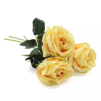 Букет из искусственных роз 'Вельвет' 50см из 3шт, Св. желтый