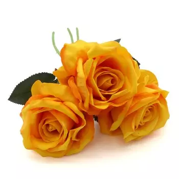 Букет из искусственных роз 'Вельвет' 50см из 3шт, Желтый