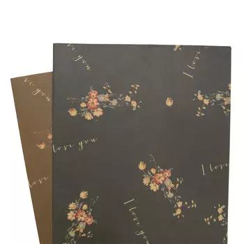 Бумага цветная 'Мелкие цветы' 60х60см (65997 коричневый)