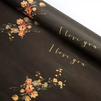 Бумага цветная 'Мелкие цветы' 60х60см (66001 черный)