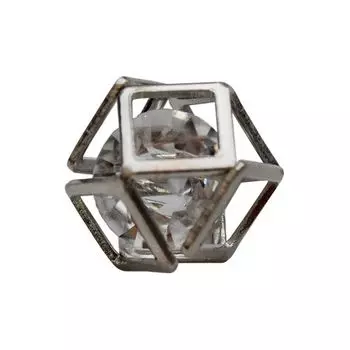 Бусина-коробочка со стразом 'Куб', 2шт/упак (серебро)