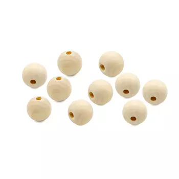 Бусины деревянные неокрашенные 15 мм,отв.3,5мм, 15шт