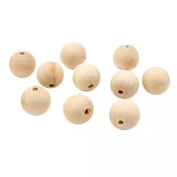 Бусины деревянные неокрашенные 18 мм,отв.4мм, 10шт