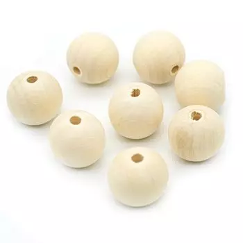 Бусины деревянные неокрашенные 20 мм,отв.3,5-4мм, 8шт