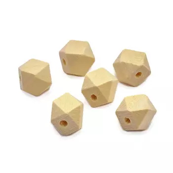 Бусины деревянные неокрашенные многогранник 10*10 мм, 6шт