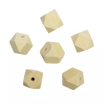 Бусины деревянные неокрашенные многогранник 12*12 мм, 6шт